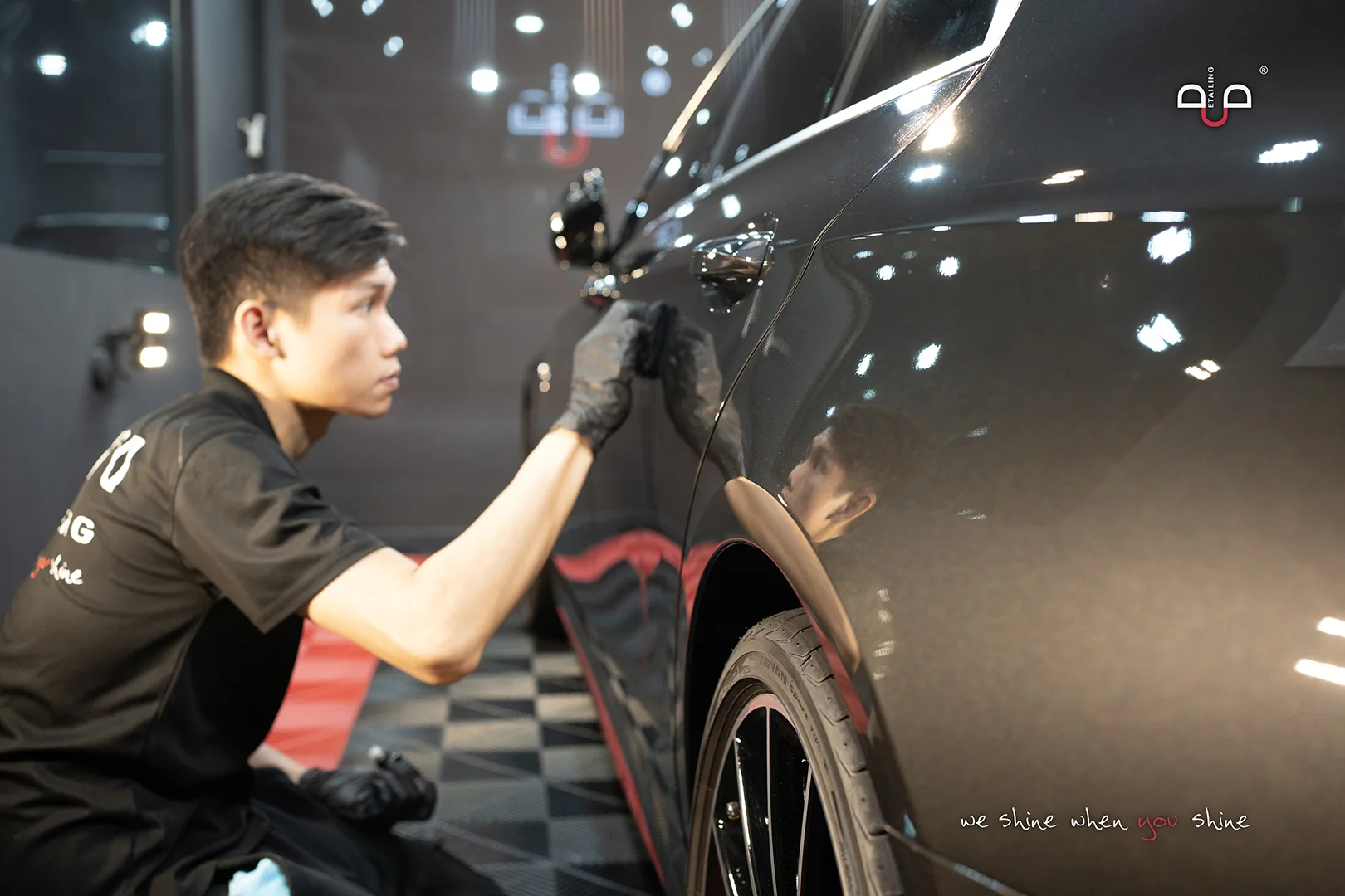 Multi-Stage Paint Corrected with Ceramic Coat installation in process - C1 Treatment